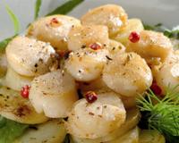Pommes de terre et Saint Jacques sautées.