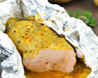 Filet mignon de porc à la moutarde en papillote