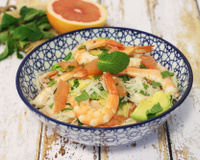 Salade de vermicelles de riz au pomelos, crevettes et avocat