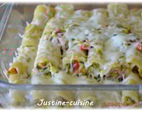 Rigatonis farcis aux légumes et chorizo