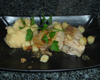 Filet mignon de porc rôti et sa garniture de Saint Jacques caramélisés