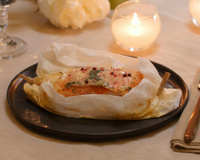 Papillote de cabillaud au saumon fumé