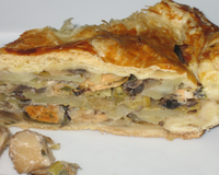 Une tourte pour les gourmands aux poireaux, St jacques et moules.