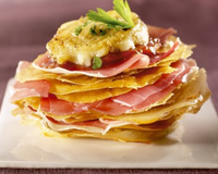 Millefeuille au chèvre et jambon de Bayonne