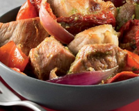 Rouelle de porc au pistou et tomates séchées