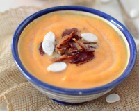 Soupe de potiron et croustillants de magret de canard