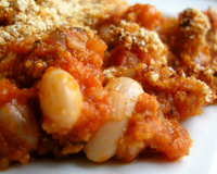 Un gratin original avec des haricots frais italien et une belle croûte de parmesan et chapelure.