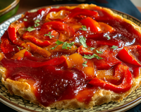 Tarte tatin aux poivrons, au jambon et au chèvre facile