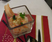 Verrine de scampis sauce coco gingembre curry de madras