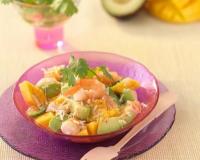 Salade de crevettes, mangue, avocat et noix de coco