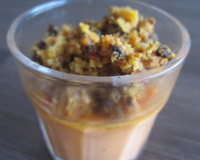 Panna cotta au poivron et son crumble de chorizo