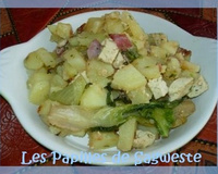 Pommes de terre sautées au bacon et tofu aux herbes