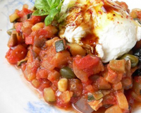 Caponata "comme en Sicile" à l'œuf poché