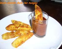 Un goûter ludique pour la rentrée des classes! ce ne sont pas des frites trempées dans du ketchup mais des poires panées dans du chocolat