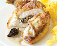 Suprêmes de poulet  aux champignons et sauce aux morilles