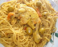Spaghetti et sa sauce safran poulet