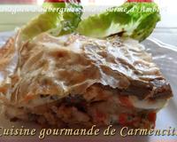 Des lasagnes légères avec les feuilles de bricks enrobant les aubergines et la Fourme d'Ambert, un plat succulent.