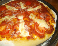 Pizza tomates lardons au companion