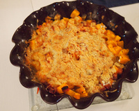 Crumble de potiron et dés de jambon et tomates
