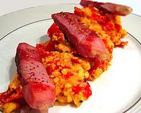 Je vous concède que la vraie piperade se fait avec des piments doux... et du jambon de Bayonne, mais avec les poivrons c'est vraiment excellent!