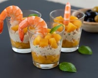 Duo de thon et pêches en verrine