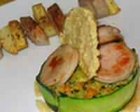Une jolie façon d'associer légumes, fruits et boudin blanc.
