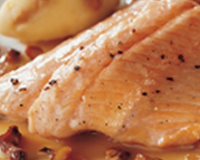 Dos de truite rôti et sa purée de cèpes