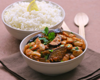 Haricots Tarbais à l'indienne aux aubergines et riz Basmati au citron par Silvia Santucci