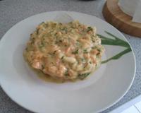 Tartare au saumon frais et saumon fumé.