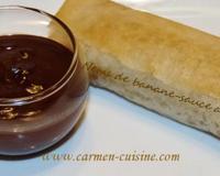 Un dessert rapide, mais ô combien délicieux. Une feuille de brick farcie de banane flambée, que vous trempez ensuite dans une sauce au chocolat. Un succès garanti.