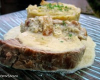 Filet mignon de porc au roquefort et choux aux 2 pommes