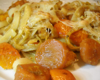 Gratin de pâtes à la carbonade et au potimarron