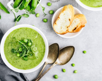 Velouté de courgettes aux petits pois et vache qui rit