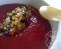 Une soupe froide salée à base de framboises.