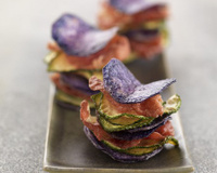 Mille feuilles de Vitelotte, courgette et coppa