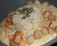 Quel délicieux mélange de poireaux, saint-jacques et riz ! pour un repas festif...
