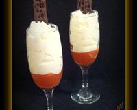 Mousse au chocolat blanc t sa confiture de goyave.