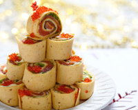 Wraps au saumon fumé et œufs de saumon