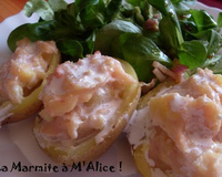 Pommes de terre farcies jambon - cancoillotte