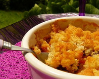 Crumble peches griottes