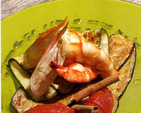 Gambas Cameron à la plancha, confiture de tomate