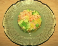 Tartare d'avocats, oranges et crevettes