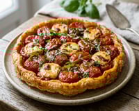 Tarte tatin tomates, basilic et chèvre