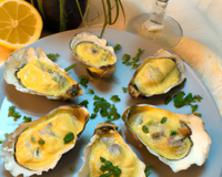 Huîtres chaudes en coquille, sabayon au champagne