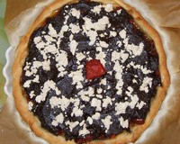 Tarte chocolatée aux amandes et poivrons confits