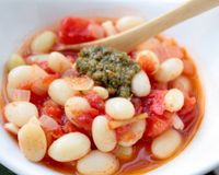 Haricots coco frais au pesto fantaisiste