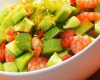 Une salade pleine de fraîcheur : crevettes, avocat, Carré Frais, ... Un délice !