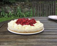 Une mousse légère au chocolat blanc, accompagnée de framboises, sur un biscuit sablé : un dessert gourmand, parfait pour un anniversaire !
Ce gâteau a régalé mon grand…
