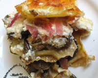 Lasagnes d'aubergines et de poivrons à la brousse et au jambon cru