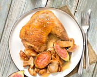Cuisses de pintade label rouge aux cèpes et aux figues